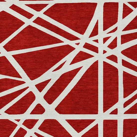 Red And Ivory Geometric Washable Indoor Outdoor Area Rug Photo 6