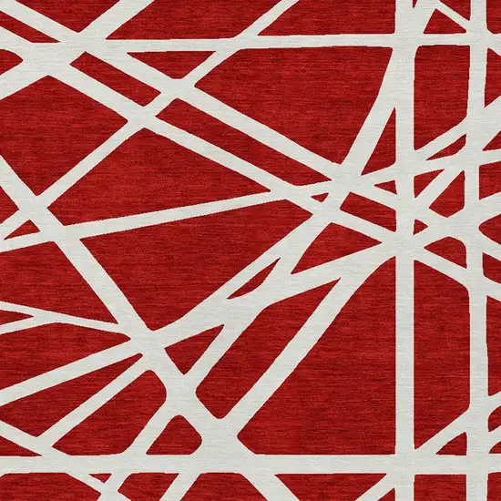 Red And Ivory Geometric Washable Indoor Outdoor Area Rug Photo 6