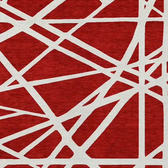 Red And Ivory Geometric Washable Indoor Outdoor Area Rug Photo 6