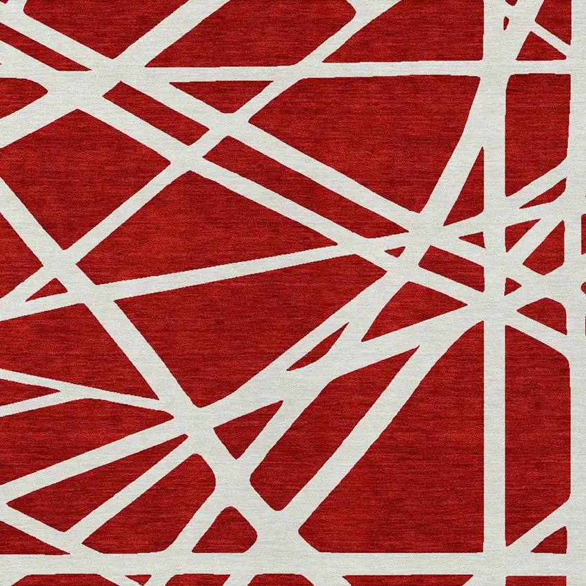 Red And Ivory Geometric Washable Indoor Outdoor Area Rug Photo 6