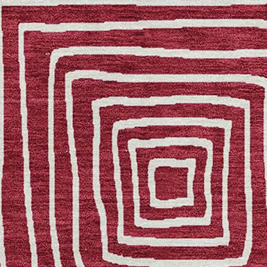 Red And Ivory Geometric Washable Indoor Outdoor Area Rug Photo 6