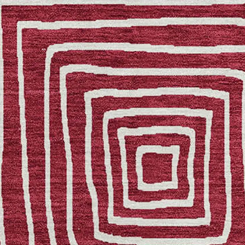 Red And Ivory Geometric Washable Indoor Outdoor Area Rug Photo 6