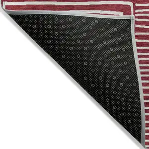 Photo of Red And Ivory Geometric Washable Indoor Outdoor Area Rug