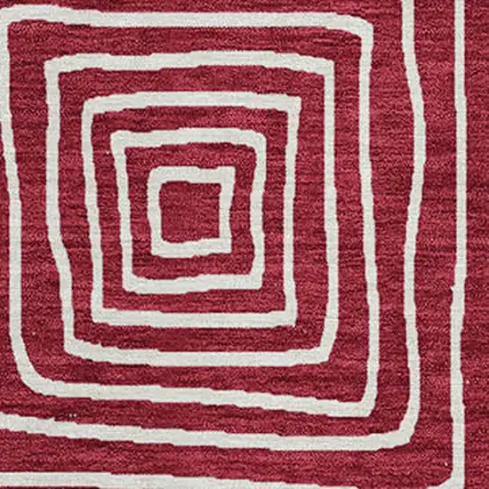 Red And Ivory Geometric Washable Indoor Outdoor Area Rug Photo 6
