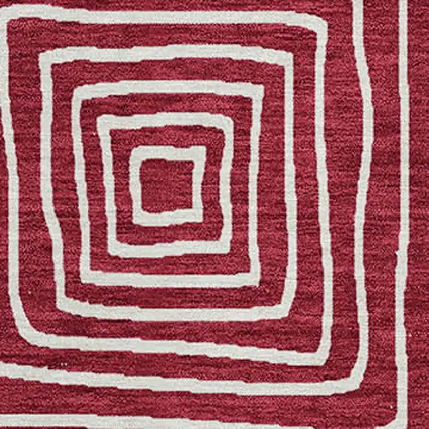 Red And Ivory Geometric Washable Indoor Outdoor Area Rug Photo 6