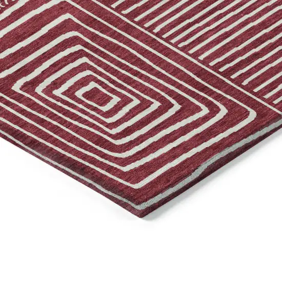 Red And Ivory Geometric Washable Indoor Outdoor Area Rug Photo 4