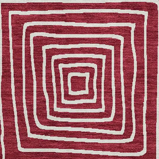 Red And Ivory Geometric Washable Indoor Outdoor Area Rug Photo 7