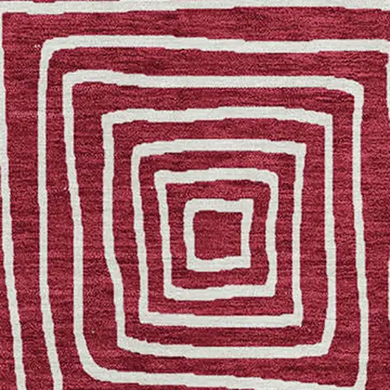 Red And Ivory Geometric Washable Indoor Outdoor Area Rug Photo 6