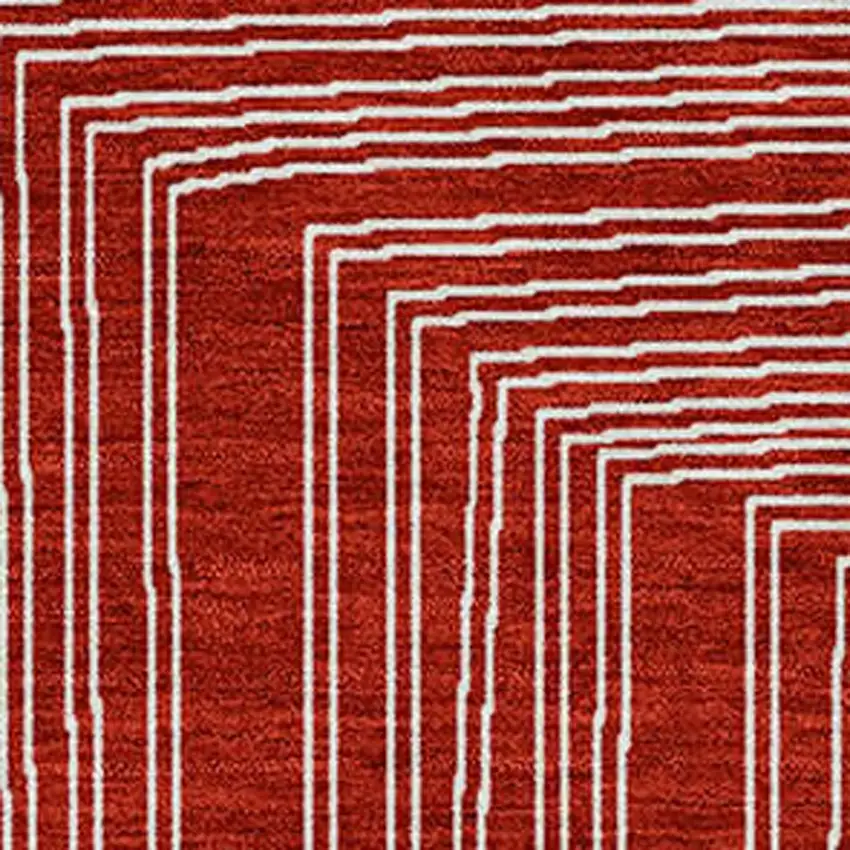 Red And Ivory Geometric Washable Indoor Outdoor Area Rug Photo 6