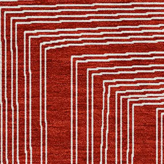 Red And Ivory Geometric Washable Indoor Outdoor Area Rug Photo 5