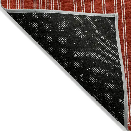 Red And Ivory Geometric Washable Indoor Outdoor Area Rug Photo 3