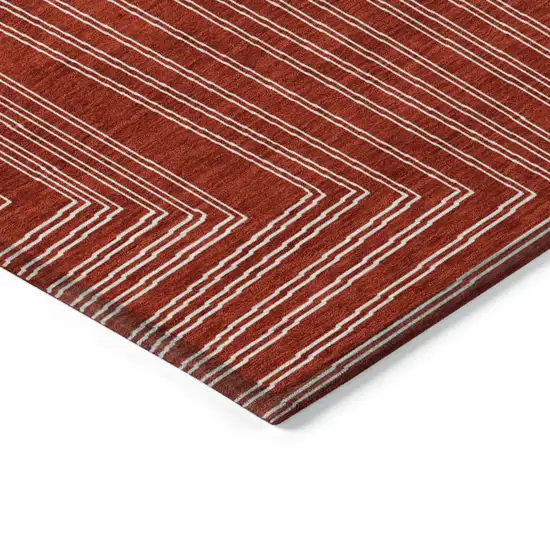 Red And Ivory Geometric Washable Indoor Outdoor Area Rug Photo 4