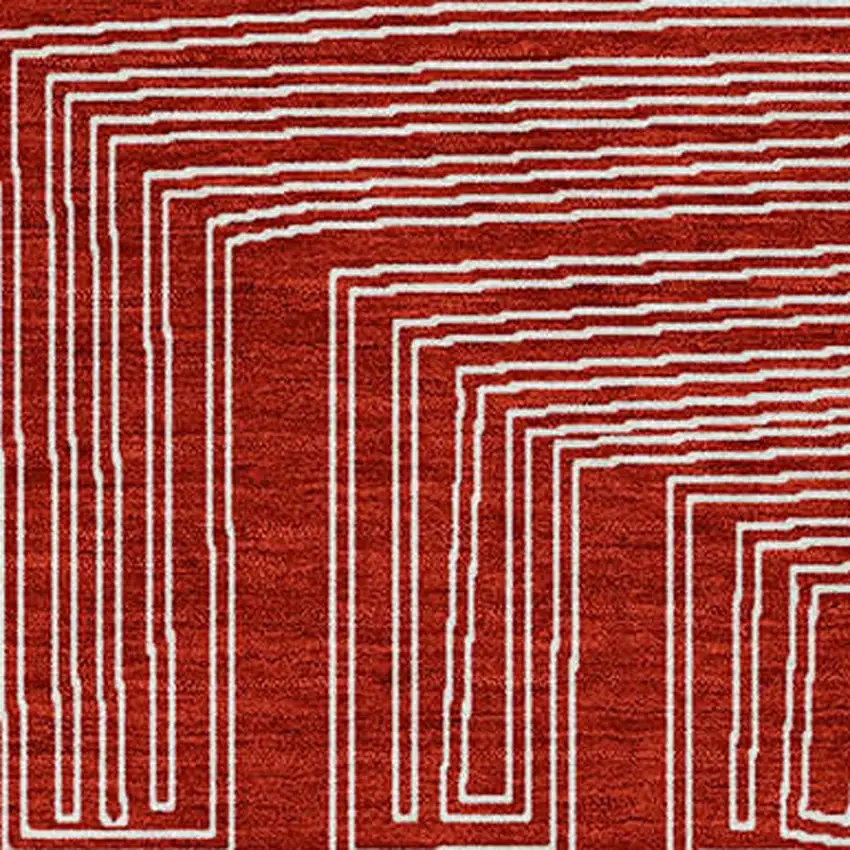 Red And Ivory Geometric Washable Indoor Outdoor Area Rug Photo 6