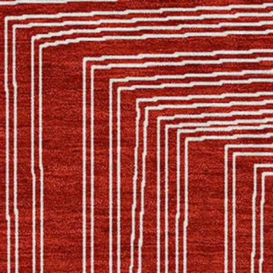 Red And Ivory Geometric Washable Indoor Outdoor Area Rug Photo 5