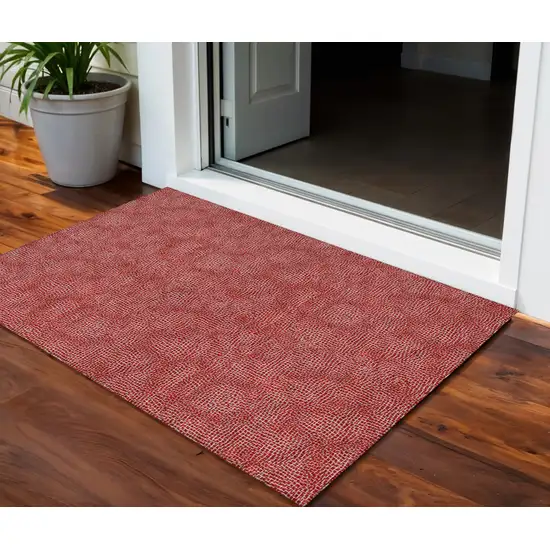 Red And Ivory Geometric Washable Indoor Outdoor Area Rug Photo 1