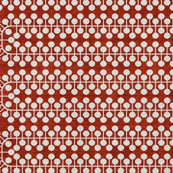 Red And Ivory Geometric Washable Indoor Outdoor Area Rug Photo 6