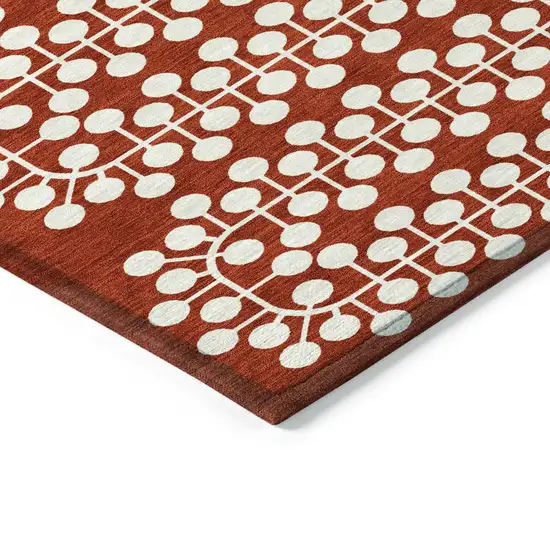 Red And Ivory Geometric Washable Indoor Outdoor Area Rug Photo 4