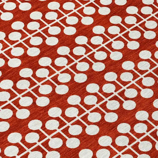 Red And Ivory Geometric Washable Indoor Outdoor Area Rug Photo 6