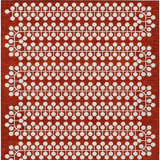 Red And Ivory Geometric Washable Indoor Outdoor Area Rug Photo 6