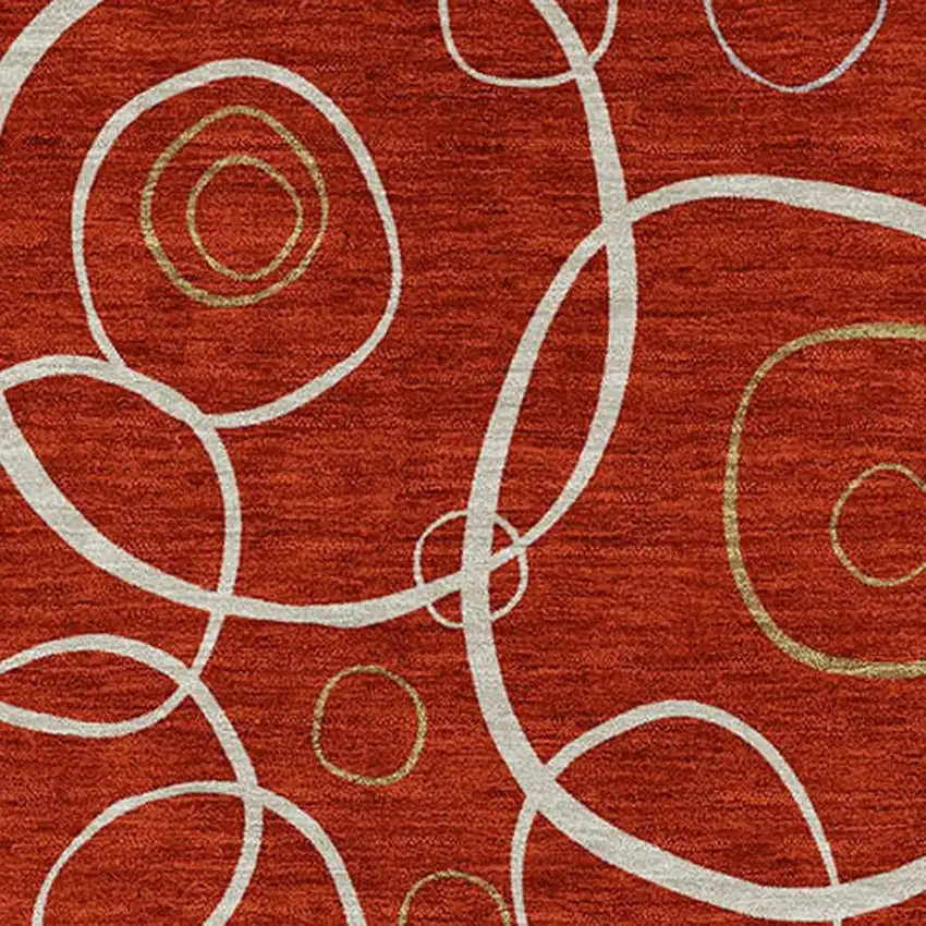 Red And Ivory Geometric Washable Indoor Outdoor Area Rug Photo 2