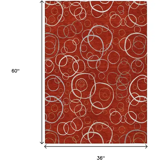 Red And Ivory Geometric Washable Indoor Outdoor Area Rug Photo 7