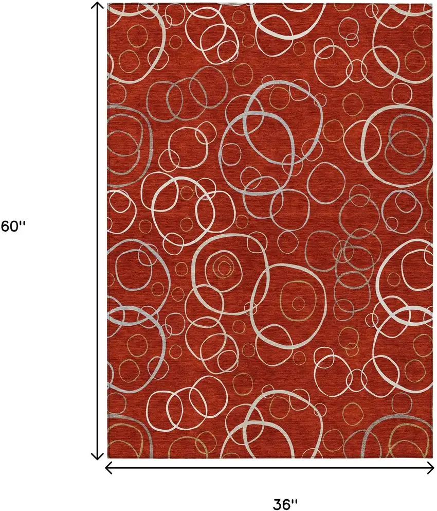 Red And Ivory Geometric Washable Indoor Outdoor Area Rug Photo 7