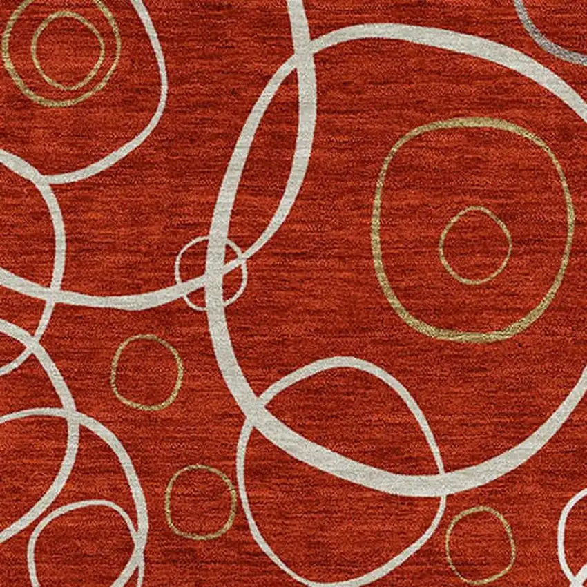 Red And Ivory Geometric Washable Indoor Outdoor Area Rug Photo 2
