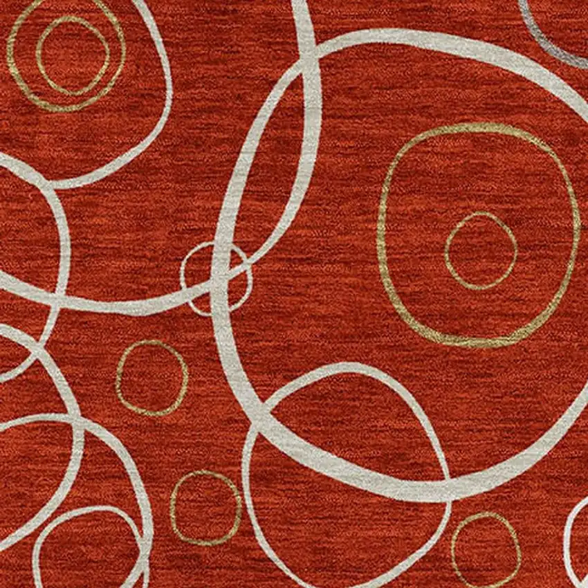 Red And Ivory Geometric Washable Indoor Outdoor Area Rug Photo 2