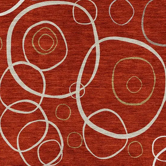 Red And Ivory Geometric Washable Indoor Outdoor Area Rug Photo 3