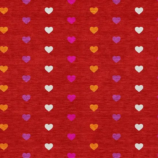 Red And Ivory Geometric Washable Indoor Outdoor Area Rug Photo 2