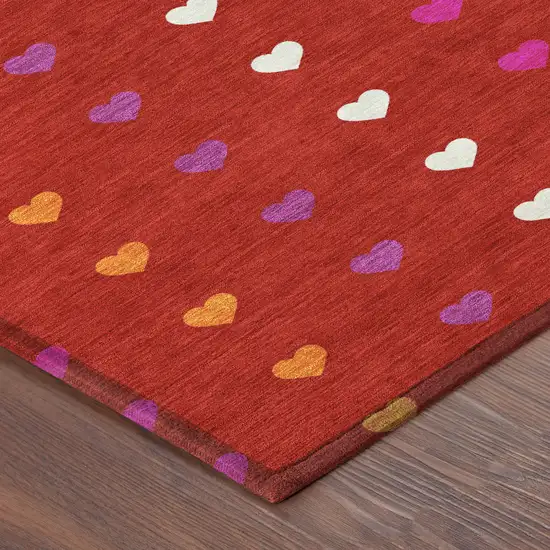 Red And Ivory Geometric Washable Indoor Outdoor Area Rug Photo 8