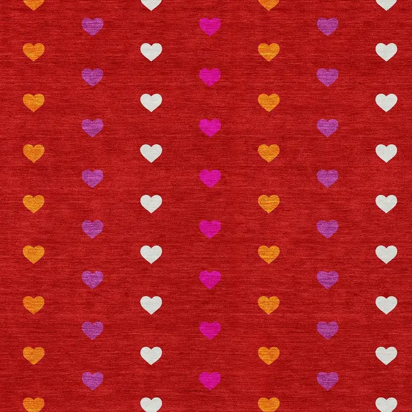 Red And Ivory Geometric Washable Indoor Outdoor Area Rug Photo 2