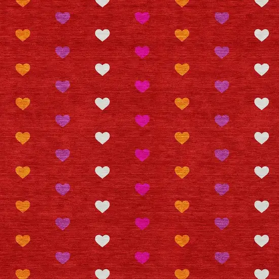 Red And Ivory Geometric Washable Indoor Outdoor Area Rug Photo 2