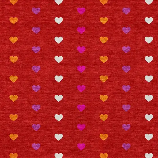 Red And Ivory Geometric Washable Indoor Outdoor Area Rug Photo 2