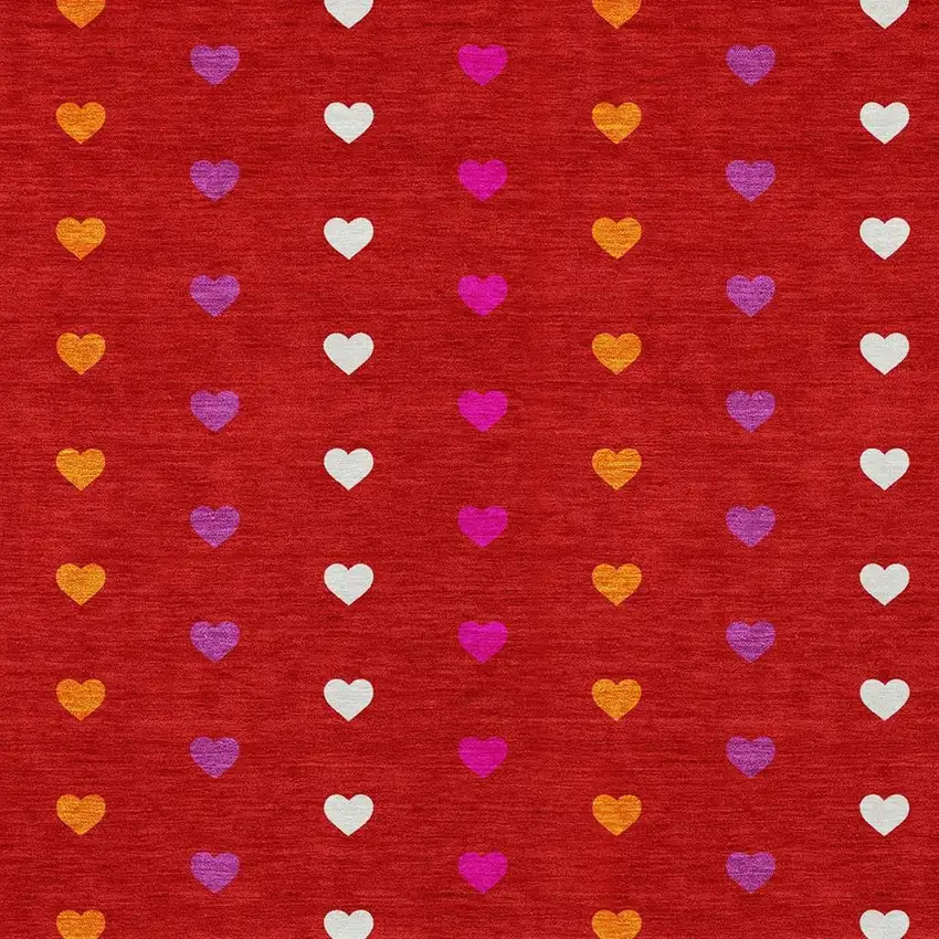 Red And Ivory Geometric Washable Indoor Outdoor Area Rug Photo 2