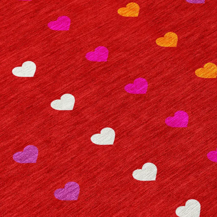 Red And Ivory Geometric Washable Indoor Outdoor Area Rug Photo 9