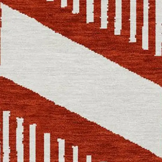 Red And Ivory Geometric Washable Indoor Outdoor Area Rug Photo 3