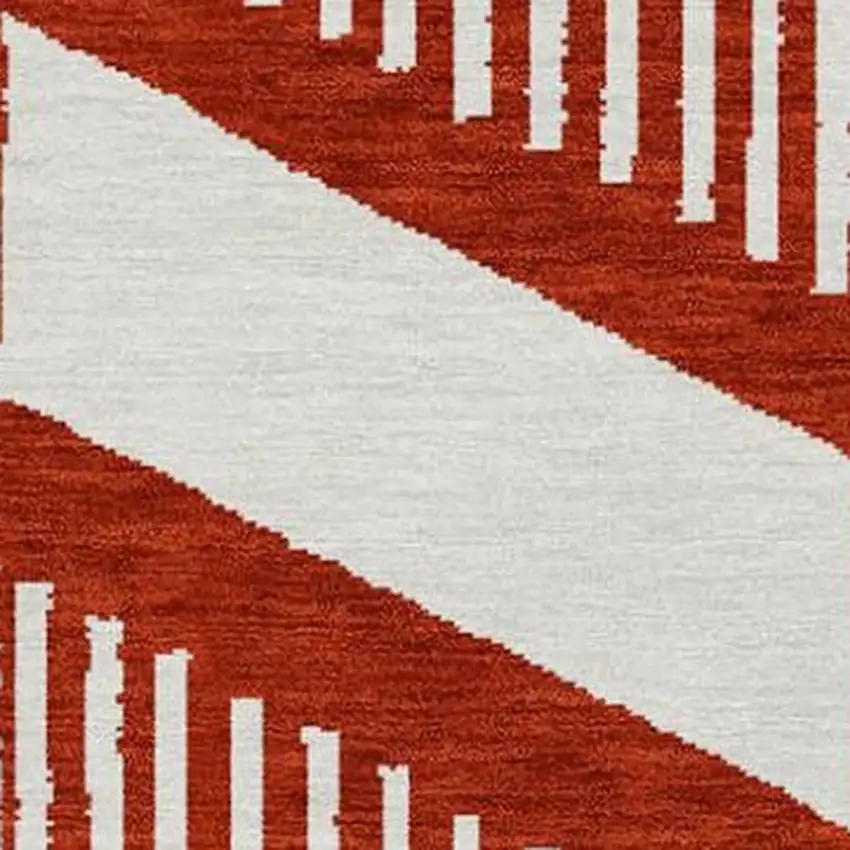 Red And Ivory Geometric Washable Indoor Outdoor Area Rug Photo 3