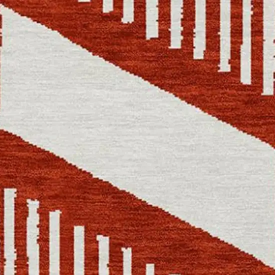 Red And Ivory Geometric Washable Indoor Outdoor Area Rug Photo 2