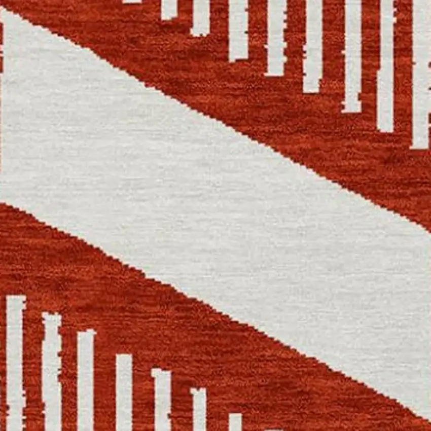 Red And Ivory Geometric Washable Indoor Outdoor Area Rug Photo 2