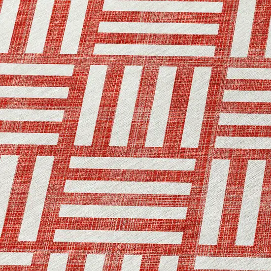 Red And Ivory Geometric Washable Indoor Outdoor Area Rug Photo 6