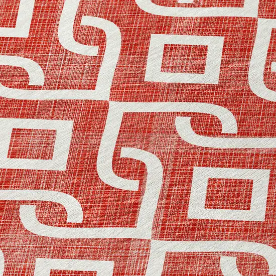 Red And Ivory Geometric Washable Indoor Outdoor Area Rug Photo 5
