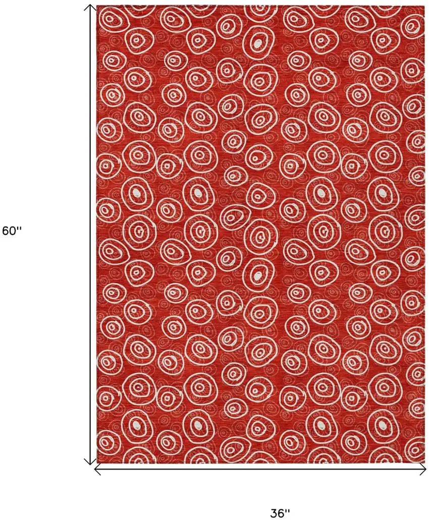 Red And Ivory Geometric Washable Indoor Outdoor Area Rug Photo 9