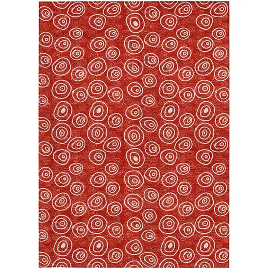 Red And Ivory Geometric Washable Indoor Outdoor Area Rug Photo 5