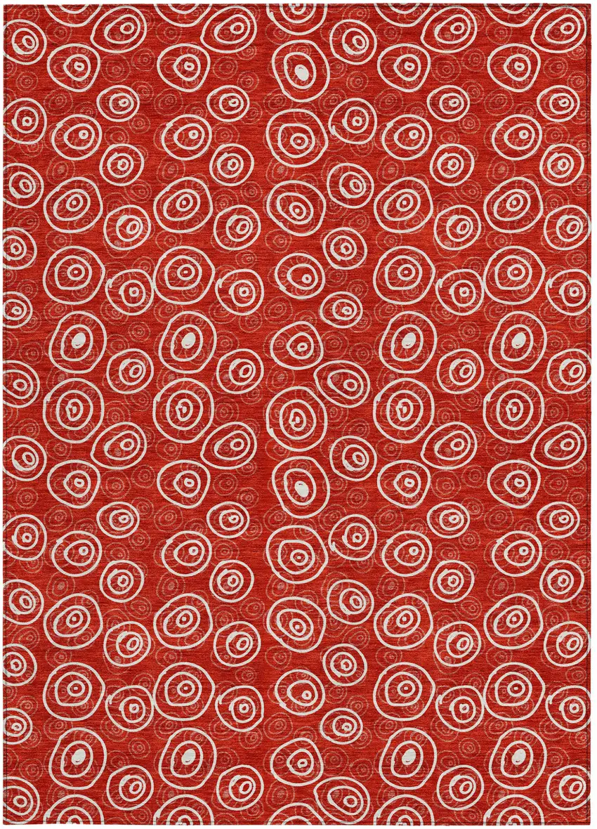 Red And Ivory Geometric Washable Indoor Outdoor Area Rug Photo 5
