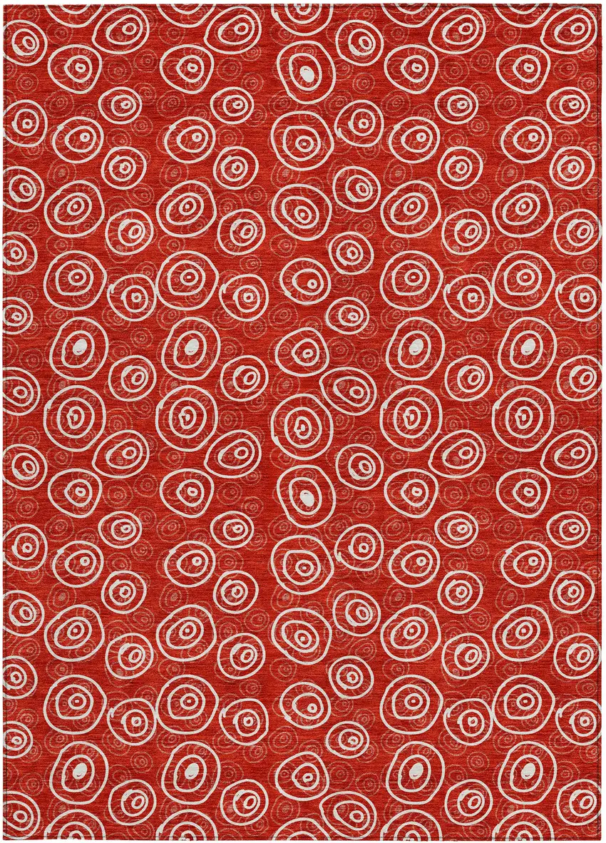Red And Ivory Geometric Washable Indoor Outdoor Area Rug Photo 5