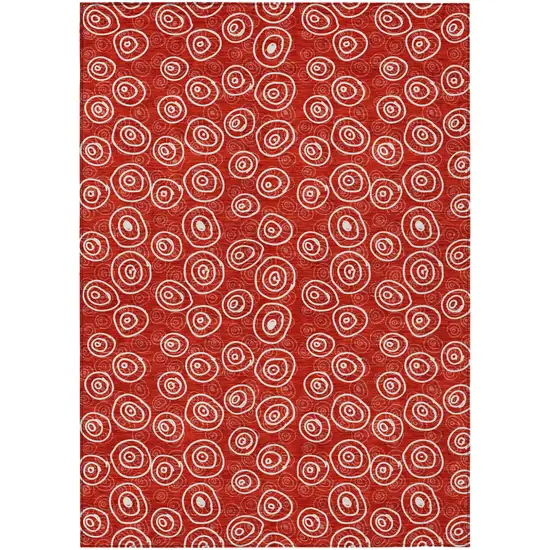 Red And Ivory Geometric Washable Indoor Outdoor Area Rug Photo 2