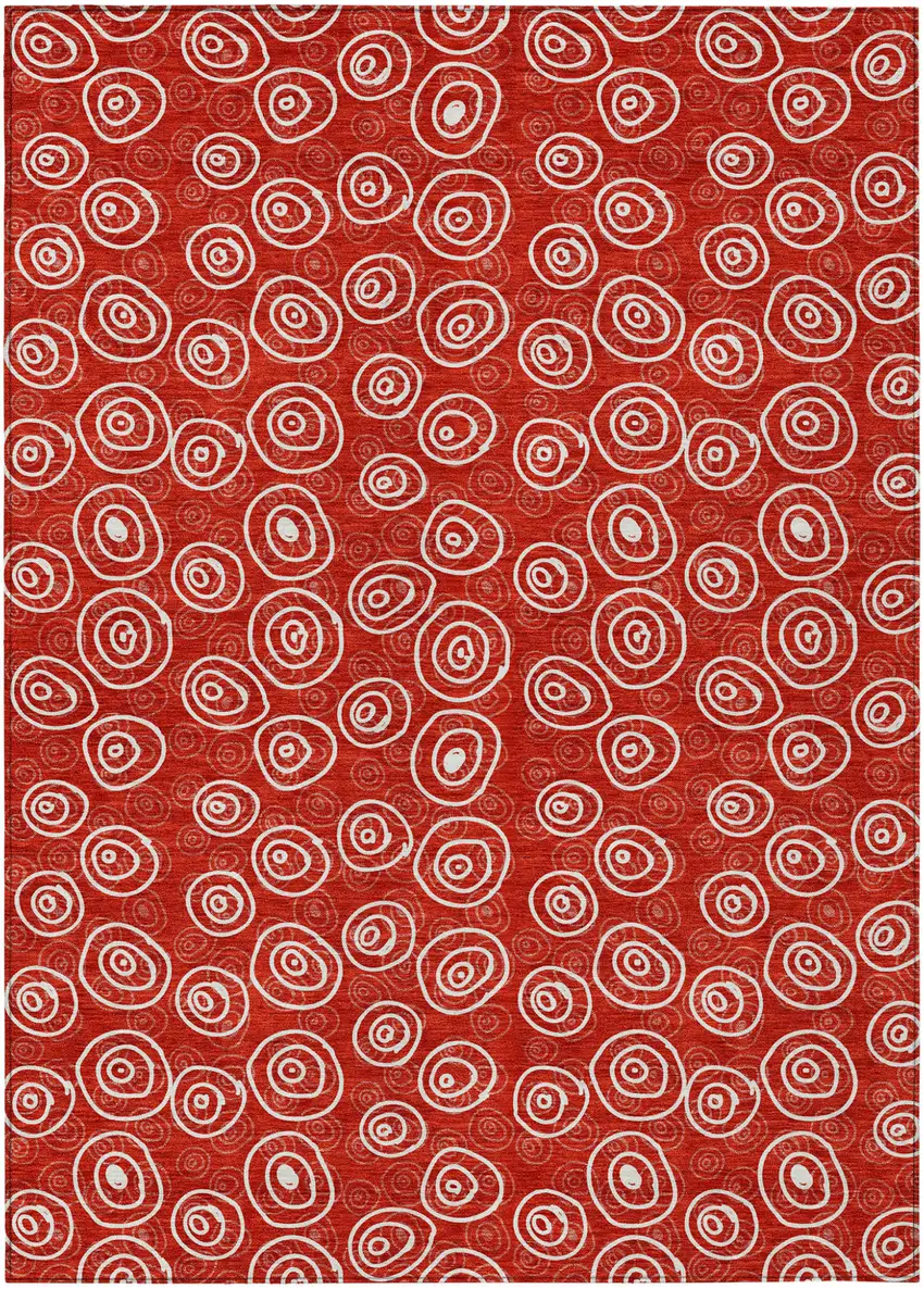Red And Ivory Geometric Washable Indoor Outdoor Area Rug Photo 2