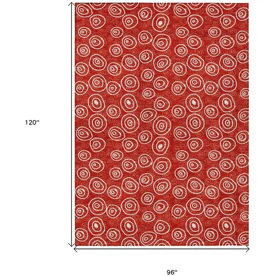 Red And Ivory Geometric Washable Indoor Outdoor Area Rug Photo 7