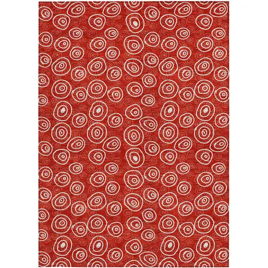 Red And Ivory Geometric Washable Indoor Outdoor Area Rug Photo 5